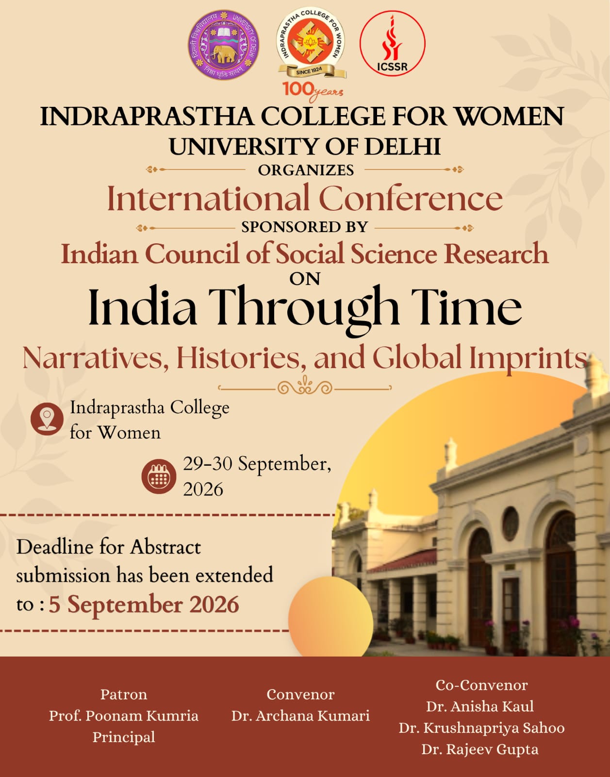 International Conference sponsored by ICSSR on India Through Time Narratives, Histories and Global Imprints